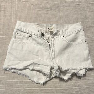 Billabong White Jean Shorts with Frayed Hem